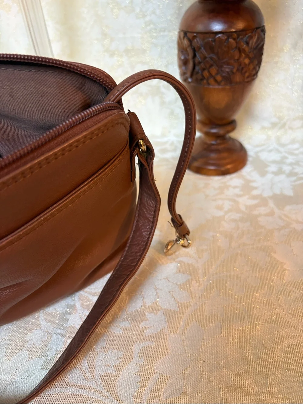 Levenger Brown Leather Messenger Crossbody Bag